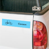 Gepersonaliseerde Fietser Blauwe Achtergrond Bumpersticker (Op Truck)