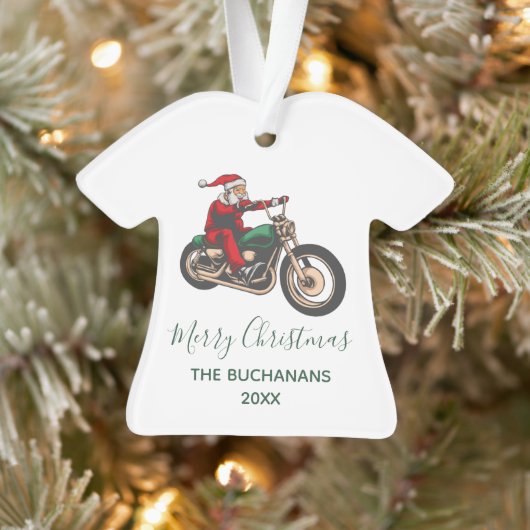 Gepersonaliseerde Fietser Santa Christmas Family Ornament (Boom)