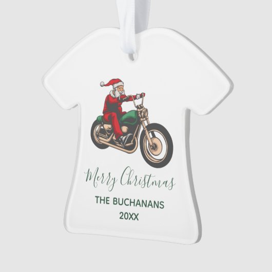 Gepersonaliseerde Fietser Santa Christmas Family Ornament (voorkant)