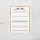 Gepersonaliseerde fijne witte paisley kant briefpapier (Voorkant)