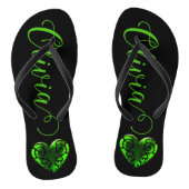 Gepersonaliseerde filigraan Gothic Groen hart Teenslippers (Voetbed)