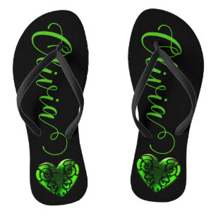 Gepersonaliseerde filigraan Gothic Groen hart Teenslippers