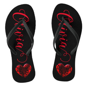 Gepersonaliseerde filigraan Gothic rood hart Teenslippers