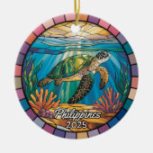 Gepersonaliseerde Filipijnen Ornament, Zee Turtle Keramisch Ornament (Voorkant)