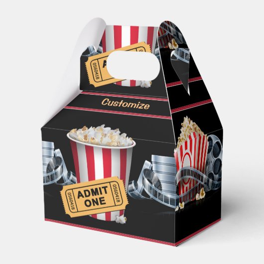 Gepersonaliseerde Film Nacht Popcorn Gable Favor B Bedankdoosjes (Voorkant Zijde)