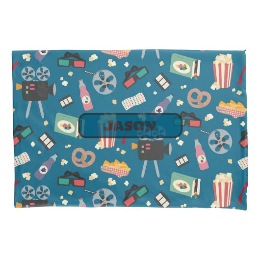 Gepersonaliseerde film Nachtfilm Popcorn Pattern Kussensloop (Voorkant)