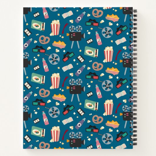Gepersonaliseerde film Nachtfilm Popcorn Pattern Notitieboek (Achterkant)