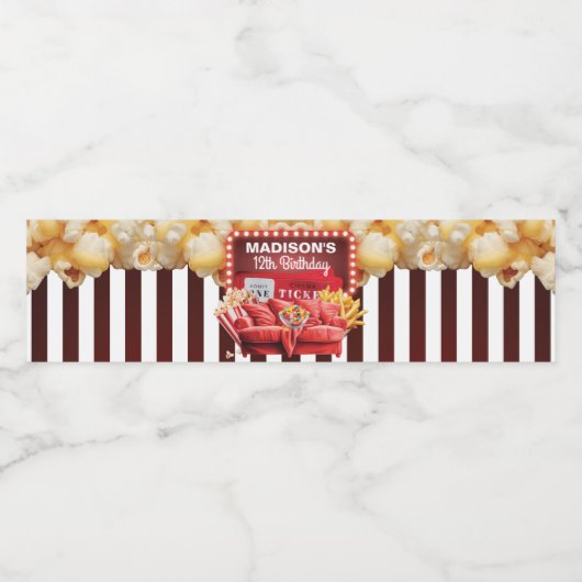 Gepersonaliseerde film Night Red Carpet Verjaardag Waterfles Etiket (Enkel label)