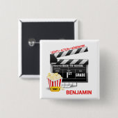 Gepersonaliseerde filmthema Eerste 1e graad Vierkante Button 5,1 Cm (Voorkant /achterkant)