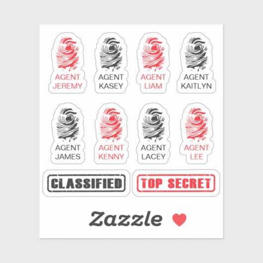 Gepersonaliseerde Fingerprint Spy Party Stickers (Vel)