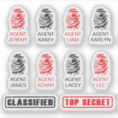 Gepersonaliseerde Fingerprint Spy Party Stickers (Voorkant)