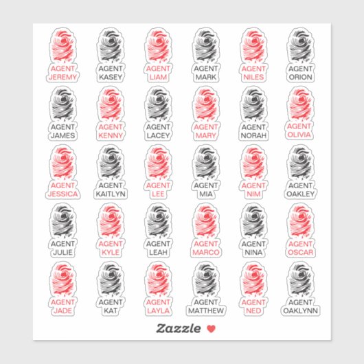 Gepersonaliseerde Fingerprint Spy Party Stickers (Vel)