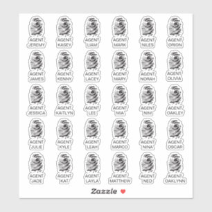 Gepersonaliseerde Fingerprint Spy Party Stickers