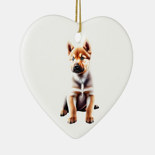 Gepersonaliseerde Finse Spitz Puppy Keramisch Ornament (Rechts)