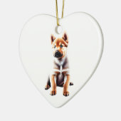 Gepersonaliseerde Finse Spitz Puppy Keramisch Ornament (Links)