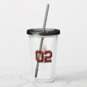 Gepersonaliseerde Fire Basketball Hoop & Ball met Acryl Drinkbeker (Achterkant)