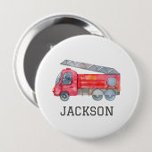 Gepersonaliseerde Fire motor verjaardagsfeestje Ronde Button 4,0 Cm (Voorkant /achterkant)