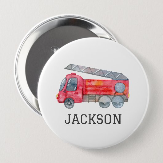 Gepersonaliseerde Fire motor verjaardagsfeestje Ronde Button 4,0 Cm (Voorkant /achterkant)