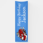 Gepersonaliseerde Fire Truck Boy's Verjaardagsbann Spandoek (Verticaal)