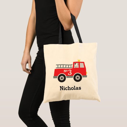 Gepersonaliseerde Fire Truck Halloween Treat Bag Tote Bag (Voorkant (product))