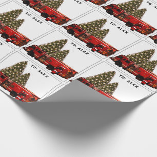 Gepersonaliseerde Firefighter Holiday Gift Cadeaupapier