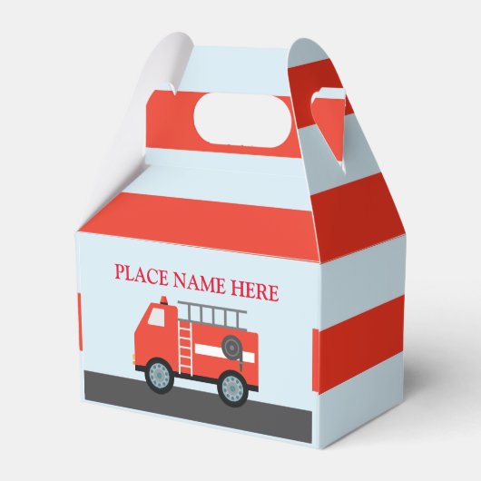 Gepersonaliseerde Firetruck Paper Favor Box Bedankdoosjes (Achterkant)