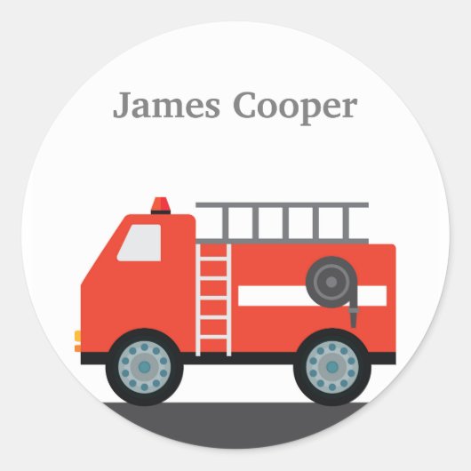 Gepersonaliseerde Firetruck Stickers (Voorkant)