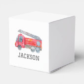 Gepersonaliseerde Firetruck verjaardagsfeestje Bedankdoosjes (Achterkant)