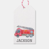 Gepersonaliseerde Firetruck verjaardagsfeestje Cadeaulabel (Voorkant)
