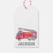 Gepersonaliseerde Firetruck verjaardagsfeestje Cadeaulabel (Achterkant)