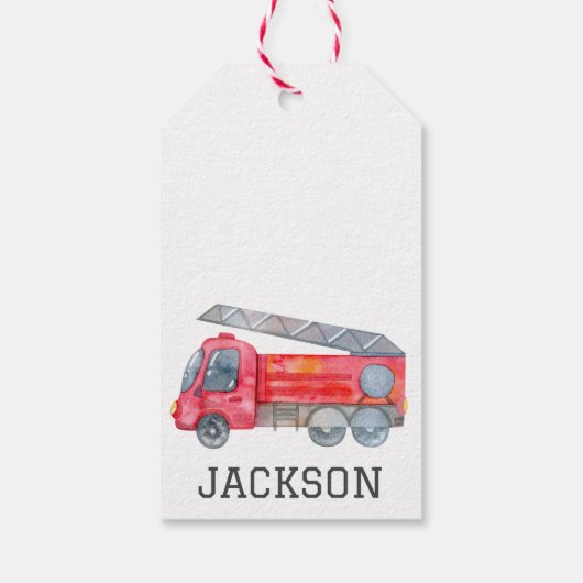 Gepersonaliseerde Firetruck verjaardagsfeestje Cadeaulabel (Achterkant)