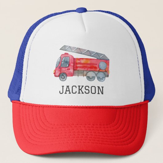 Gepersonaliseerde Firetruck verjaardagsfeestje Trucker Pet (Voorkant)
