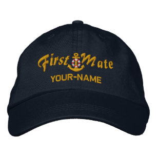Gepersonaliseerde First Mate Lifesaver Anchor Gold Geborduurde Pet