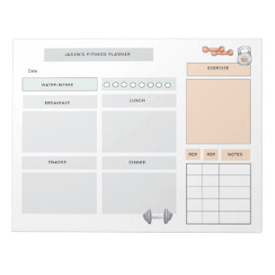 Gepersonaliseerde Fitness Planner Modern Grijs Notitieblok