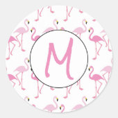 Gepersonaliseerde Flamingo achtergrond Ronde Sticker (Voorkant)