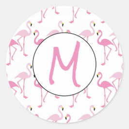 Gepersonaliseerde Flamingo achtergrond Ronde Sticker