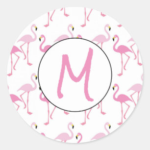 Gepersonaliseerde Flamingo achtergrond Ronde Sticker