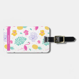 Gepersonaliseerde Flamingo & Ananas Zomer Bagagelabel