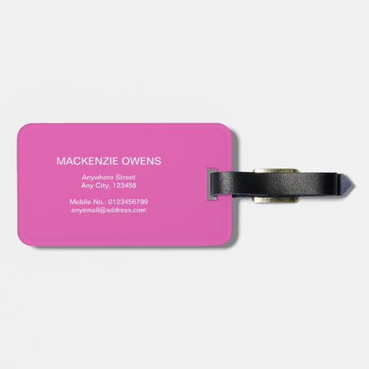 Gepersonaliseerde Flamingo & Ananas Zomer Bagagelabel (Achterkant horizontaal)