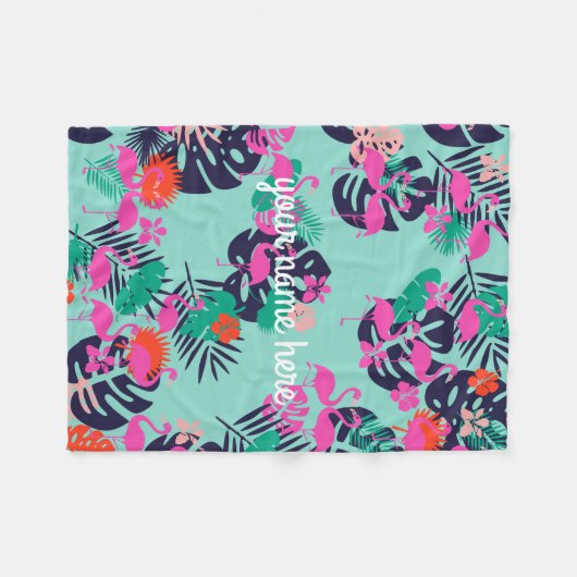 Gepersonaliseerde Flamingo Blanket Fleece Deken (Voorkant (Horizontaal))