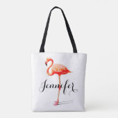 Gepersonaliseerde Flamingo Canvas tas voor vrouwen (Achterkant)