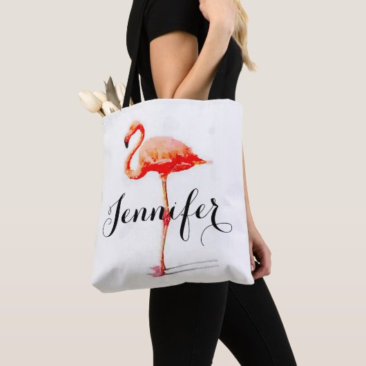 Gepersonaliseerde Flamingo Canvas tas voor vrouwen (Dichtbij)