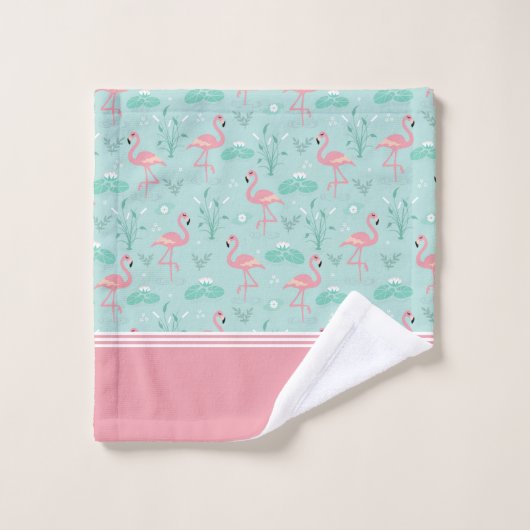 Gepersonaliseerde Flamingo Gift Monogram Bad Handdoek (Wasdoekje)