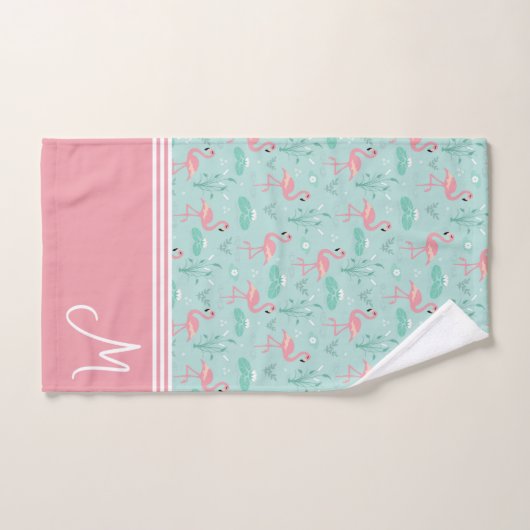 Gepersonaliseerde Flamingo Gift Monogram Bad Handdoek (Handdoek)