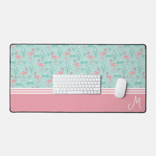 Gepersonaliseerde Flamingo Gift Monogram Bureaumat (Keyboard & Muis)