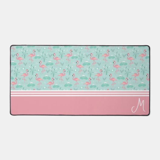 Gepersonaliseerde Flamingo Gift Monogram Bureaumat (Voorkant)
