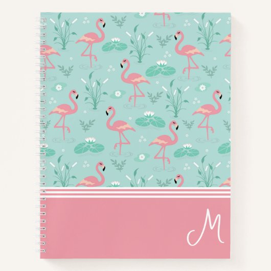 Gepersonaliseerde Flamingo Gift Monogram Notitieboek (Voorkant)