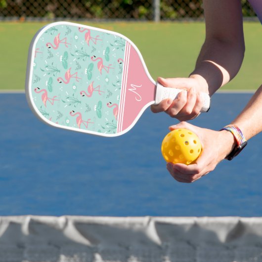 Gepersonaliseerde Flamingo Gift Monogram Pickleball Paddle (Insitu)