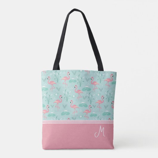 Gepersonaliseerde Flamingo Gift Monogram Tote Bag (Achterkant)