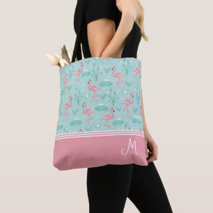Gepersonaliseerde Flamingo Gift Monogram Tote Bag